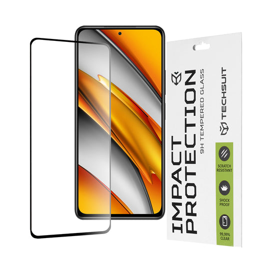 Techsuit skjermbeskyttelse for Xiaomi Poco F3 / Mi 11i, Herdet glass, Full lim, 111D, Svart