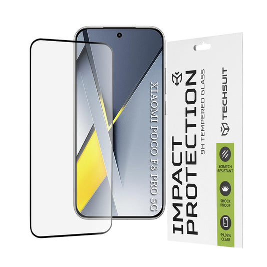 Skjermbeskyttelse Techsuit for Xiaomi Poco F8 Pro, Herdet Glass, Full Glue, 111D, Svart