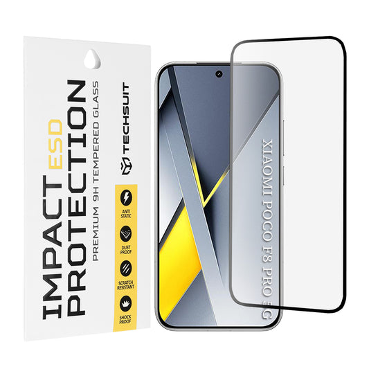 Beskyttelsesfilm Techsuit skjermbeskytter for Xiaomi Poco F8 Pro, Herdet glass, Full lim, Svart