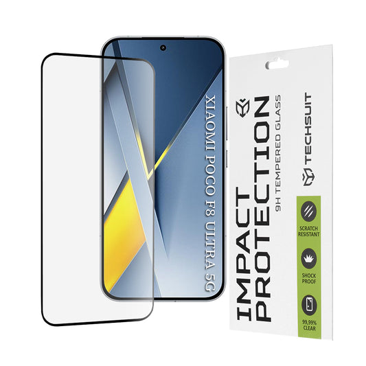 Skjermbeskytter Techsuit for Xiaomi Poco F8 Ultra, Herdet Glass, Full Glue, 111D, Svart