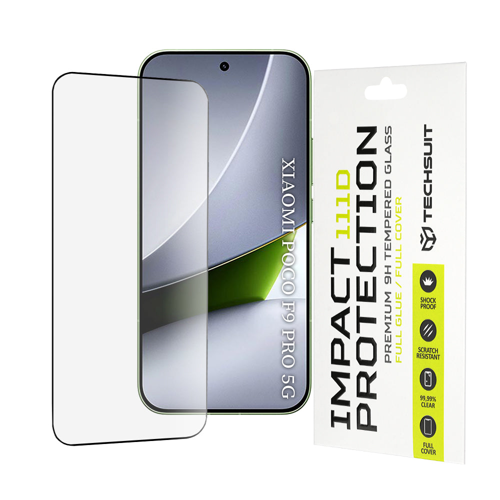 Techsuit skjermbeskyttelsesfilm for Xiaomi Poco F9 Pro, Herdet glass, Full lim, 111D, Svart