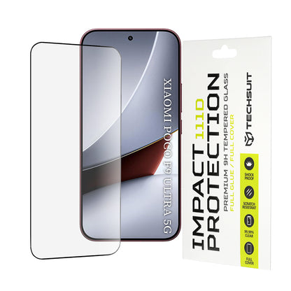 Techsuit skjermbeskyttelsesfilm for Xiaomi Poco F9 Ultra, Herdet glass, Full lim, 111D, Svart