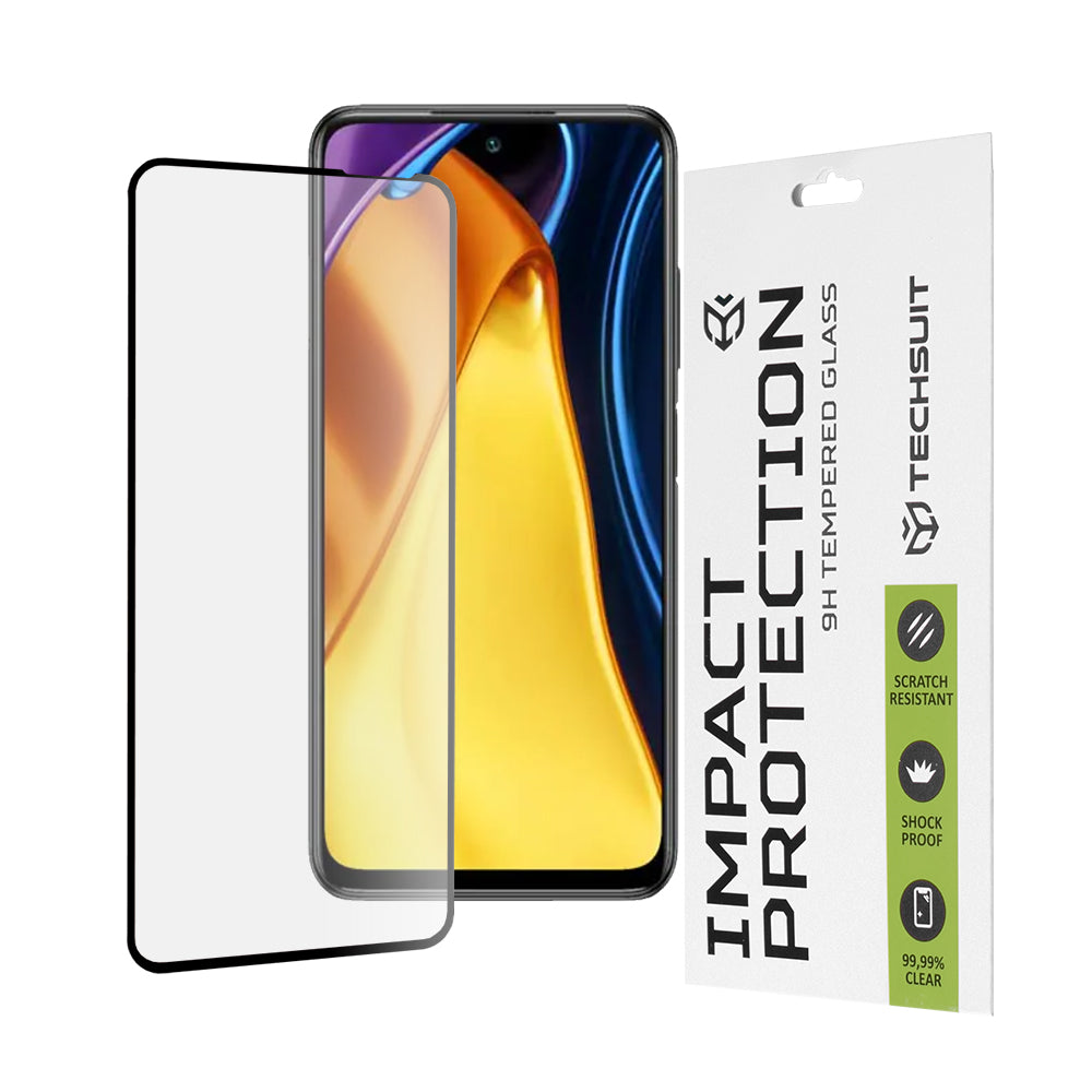 Techsuit skjermbeskyttelsesfilm for Xiaomi Poco M3 Pro 5G / Redmi Note 10 5G, Herdet glass, Full lim, 111D, Svart