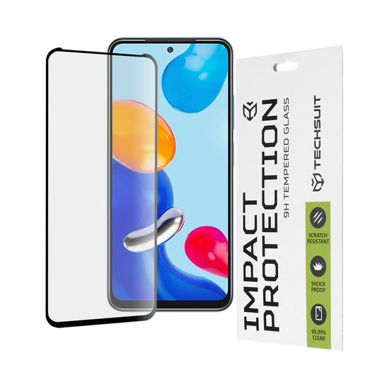 Techsuit skjermbeskyttelsesfilm for Xiaomi Poco M4 Pro / Redmi Note 11S / Note 11, Herdet glass, Full lim, 111D, Svart