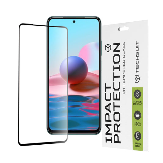 Techsuit skjermbeskyttelsesfilm for Xiaomi Poco M5s / Redmi Note 10S / Note 10, Herdet glass, Full lim, 111D, Svart