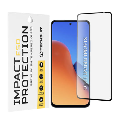 Techsuit skjermbeskyttelsesfilm for Xiaomi Redmi 13 5G / 13 / 12 5G / 12 / Poco M6 4G, Herdet glass, Full lim, Svart