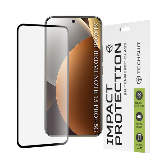Skjermbeskyttelsesfolie Techsuit for Xiaomi Poco M8 Pro / Redmi Note 15 Pro+ 5G, Herdet glass, Full lim, 111D, Svart