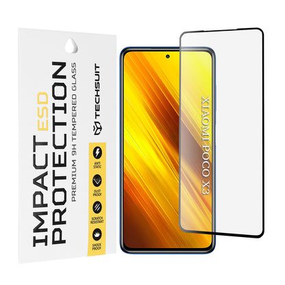 Techsuit skjermbeskyttelsesfilm for Xiaomi Poco X3 Pro / X3 NFC / X3, Herdet glass, Full lim, Svart