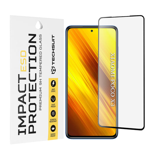 Techsuit skjermbeskyttelsesfilm for Xiaomi Poco X3 Pro / X3 NFC / X3, Herdet glass, Full lim, Svart