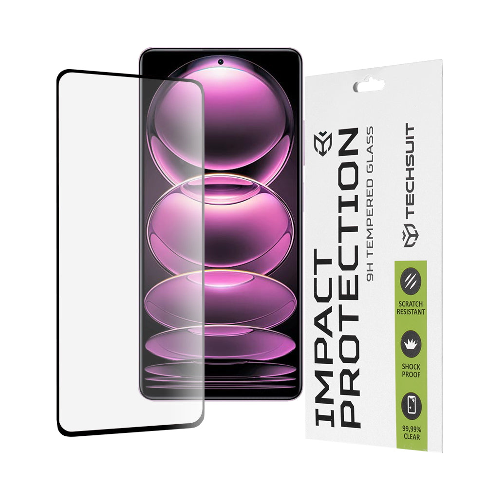 Techsuit skjermbeskyttelsesfilm for Xiaomi Poco X5 Pro / Redmi Note 12 Pro 5G / Note 12 Pro+, Herdet glass, Full lim, 111D, Svart