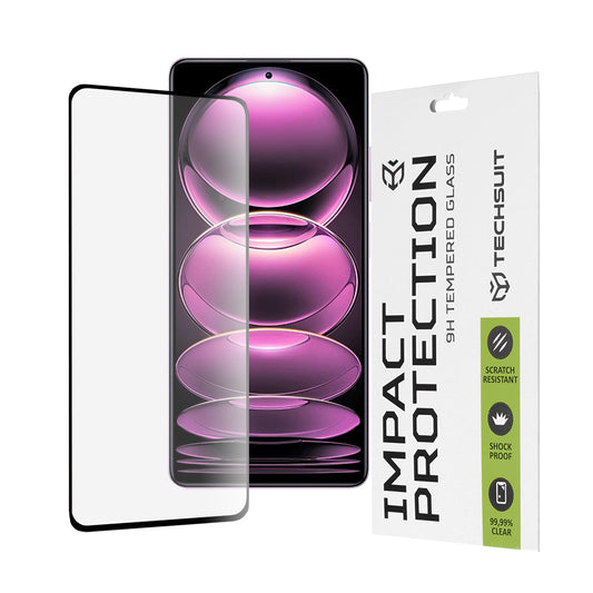 Techsuit skjermbeskyttelsesfilm for Xiaomi Poco X5 Pro / Redmi Note 12 Pro 5G / Note 12 Pro+, Herdet glass, Full lim, 111D, Svart