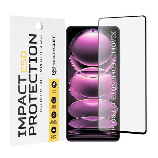 Techsuit skjermbeskyttelsesfilm for Xiaomi Poco X5 Pro / Redmi Note 12 Pro 5G / Note 12 Pro+, Herdet glass, Full lim, Svart