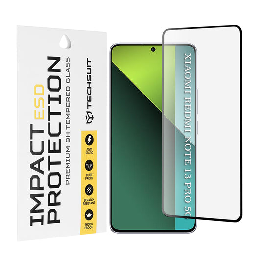 Techsuit skjermbeskyttelsesfilm for Xiaomi Poco X6 / Redmi Note 13 Pro 5G, Herdet glass, Full lim, Svart