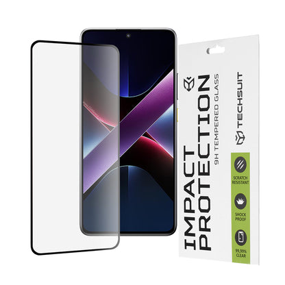 Techsuit skjermbeskyttelsesfilm for Xiaomi Poco X7 Pro, herdet glass, full lim, 111D, svart