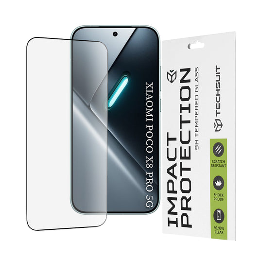 Skjermbeskyttelsesfolie Techsuit for Xiaomi Poco X8 Pro, Herdet glass, Full lim, 111D, Svart