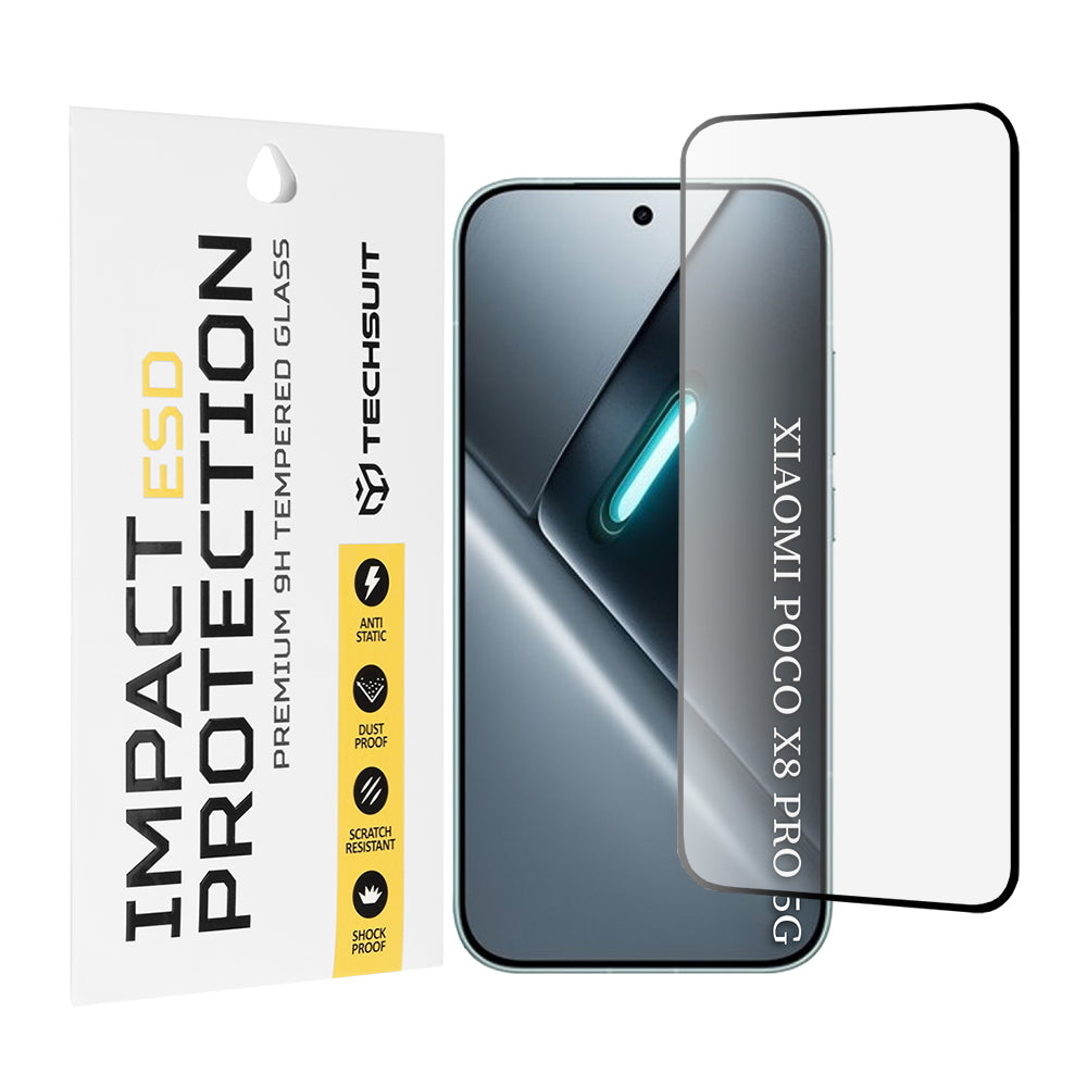 Techsuit skjermbeskyttelsesfilm for Xiaomi Poco X8 Pro, Herdet glass, Full lim, Svart