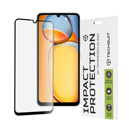 Techsuit skjermbeskyttelsesfilm for Xiaomi Redmi 13C 5G / 13C / Poco C65, Herdet glass, Full lim, 111D, Svart