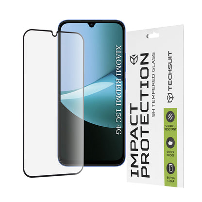 Techsuit skjermbeskyttelsesfilm for Xiaomi Redmi 15C 5G / 15C 4G, Herdet glass, Full lim, 111D, Svart