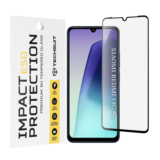 Techsuit skjermbeskyttelsesfilm for Xiaomi Redmi A5 4G (Regional) / 14C / Poco C75, Herdet glass, Full lim, Svart