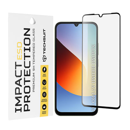 Techsuit skjermbeskyttelsesfilm for Xiaomi Redmi A7 Pro 4G, Herdet glass, Full lim, Svart