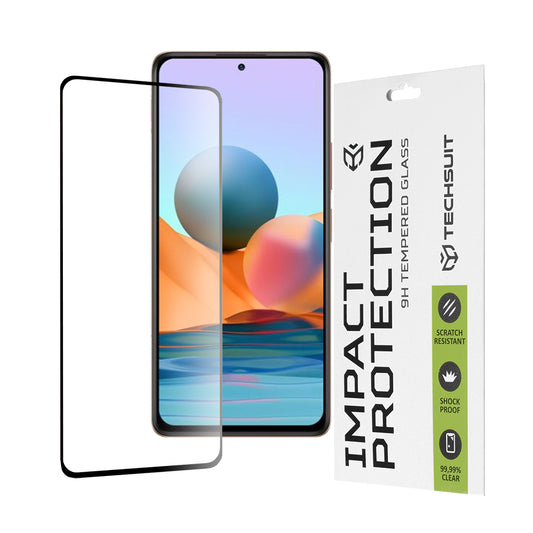 Techsuit skjermbeskyttelsesfilm for Xiaomi Redmi Note 10 Pro Max / Note 10 Pro, Herdet glass, Full lim, 111D, Svart