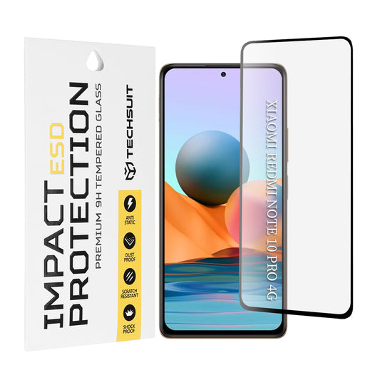 Techsuit skjermbeskyttelsesfilm for Xiaomi Redmi Note 10 Pro Max / Note 10 Pro, Herdet glass, Full lim, Svart