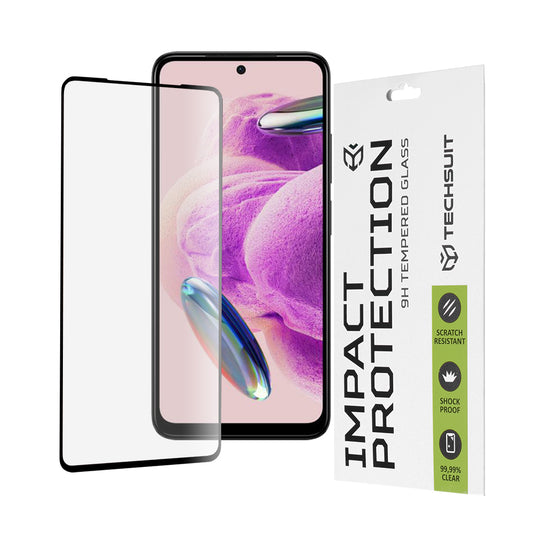 Techsuit skjermbeskyttelsesfilm for Xiaomi Redmi Note 12S, Herdet glass, Full lim, 111D, Svart