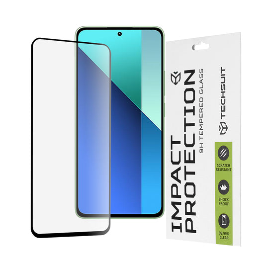 Techsuit skjermbeskyttelse for Xiaomi Redmi Note 13 4G, Herdet glass, Full lim, 111D, Svart