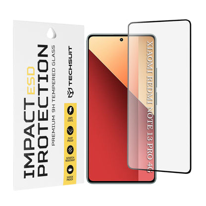 Techsuit skjermbeskyttelsesfilm for Xiaomi Redmi Note 13 Pro 4G / Poco M6 Pro 4G, Herdet glass, Full lim, Svart