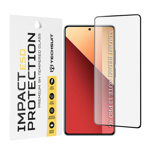 Techsuit skjermbeskyttelsesfilm for Xiaomi Redmi Note 13 Pro 4G / Poco M6 Pro 4G, Herdet glass, Full lim, Svart
