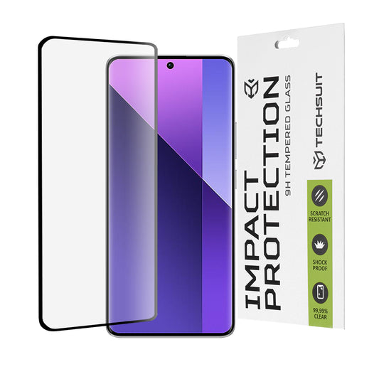 Techsuit skjermbeskyttelsesfilm for Xiaomi Redmi Note 14 Pro 4G / Note 14 Pro+ 5G / Note 14 Pro 5G, Herdet glass, Full lim, 111D, Svart