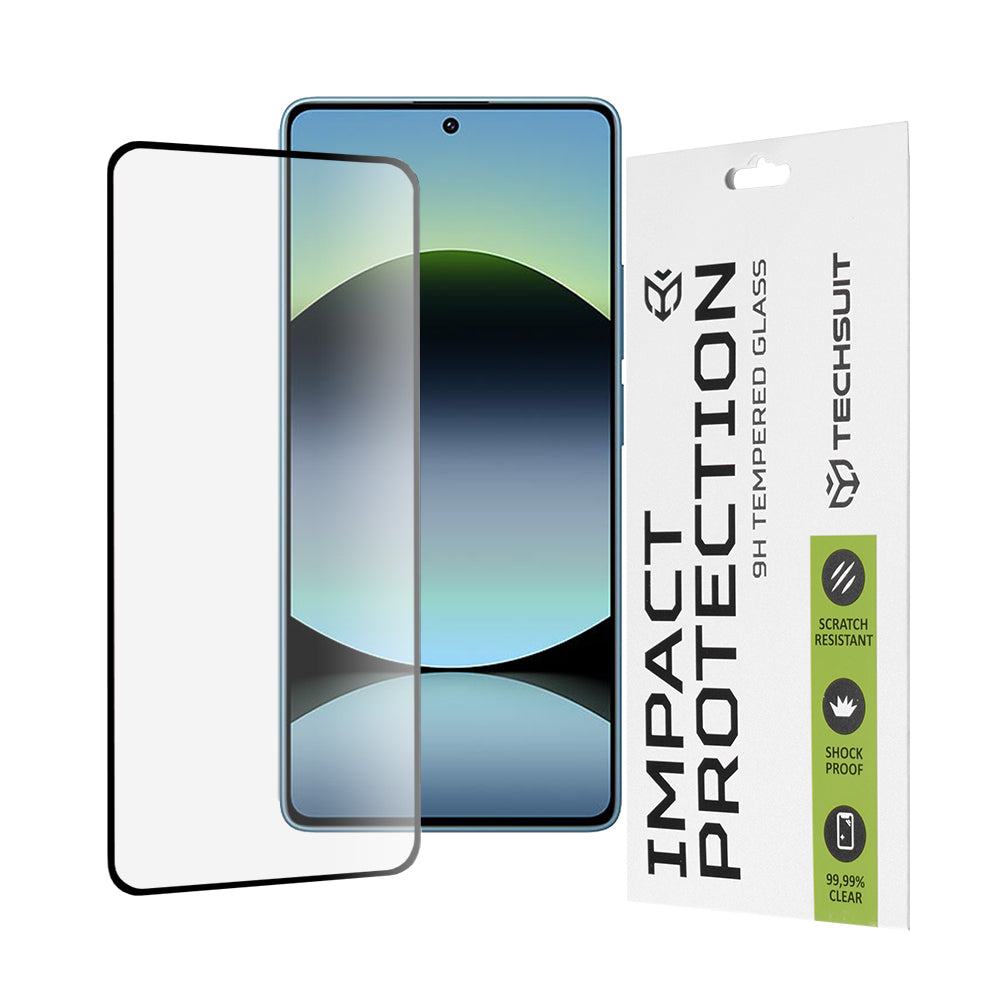 Techsuit skjermbeskyttelse for Xiaomi Redmi Note 14S, Herdet glass, Full lim, 111D, Svart