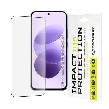 Techsuit skjermbeskytter til Xiaomi Redmi Note 17 4G / Note 17 5G, herdet glass, full limflate, 111D, svart