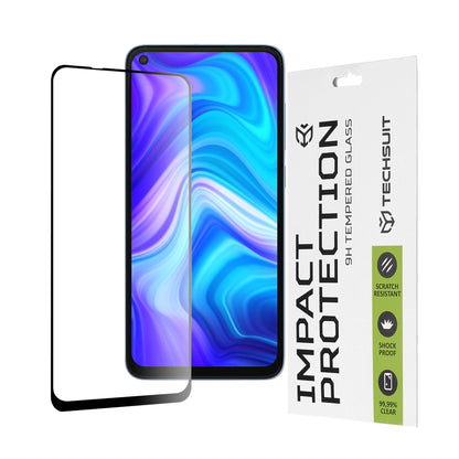 Techsuit skjermbeskyttelsesfilm for Xiaomi Redmi Note 9 / 10X 4G, Herdet glass, Full lim, 111D, Svart