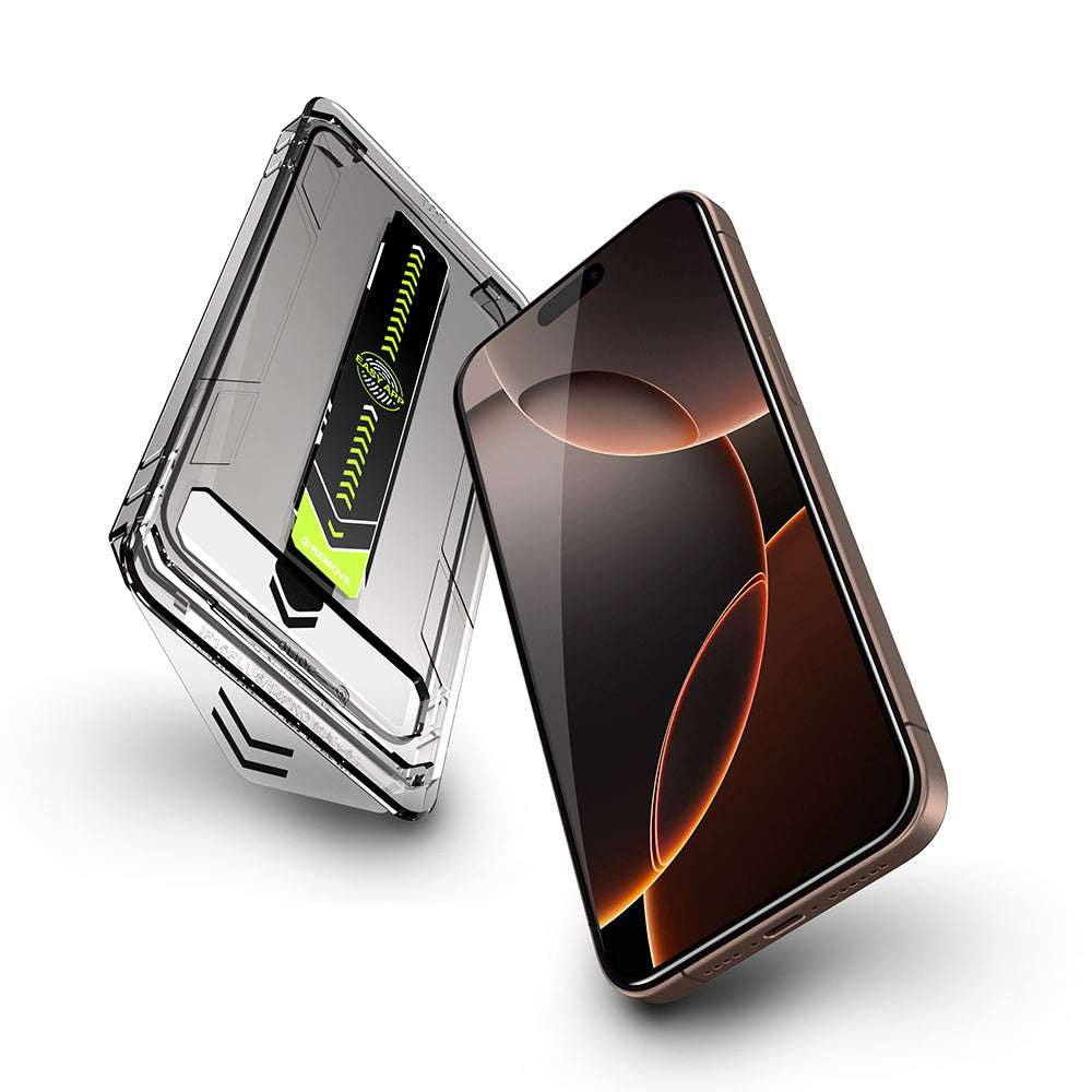 Techsuit TitanGlass skjermbeskyttelse for Apple iPhone 15 Pro Max, Herdet glass, Full lim, Sett med 2 stk, Svart
