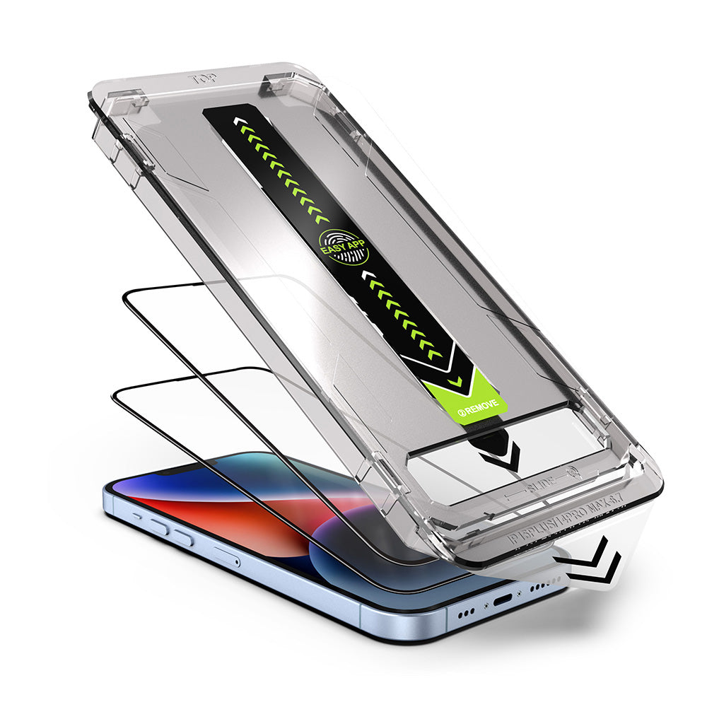 Techsuit TitanGlass skjermbeskyttelse for Apple iPhone 15 Pro Max, Herdet glass, Full lim, Sett med 2 stk, Svart
