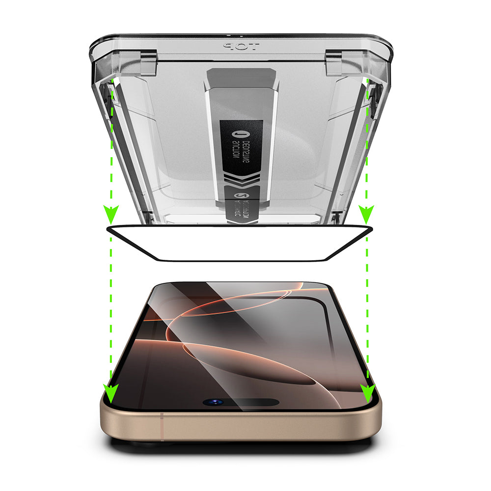 Techsuit TitanGlass skjermbeskyttelse for Apple iPhone 16 / 15, Herdet glass, Full lim, Sett med 2 stk, Svart