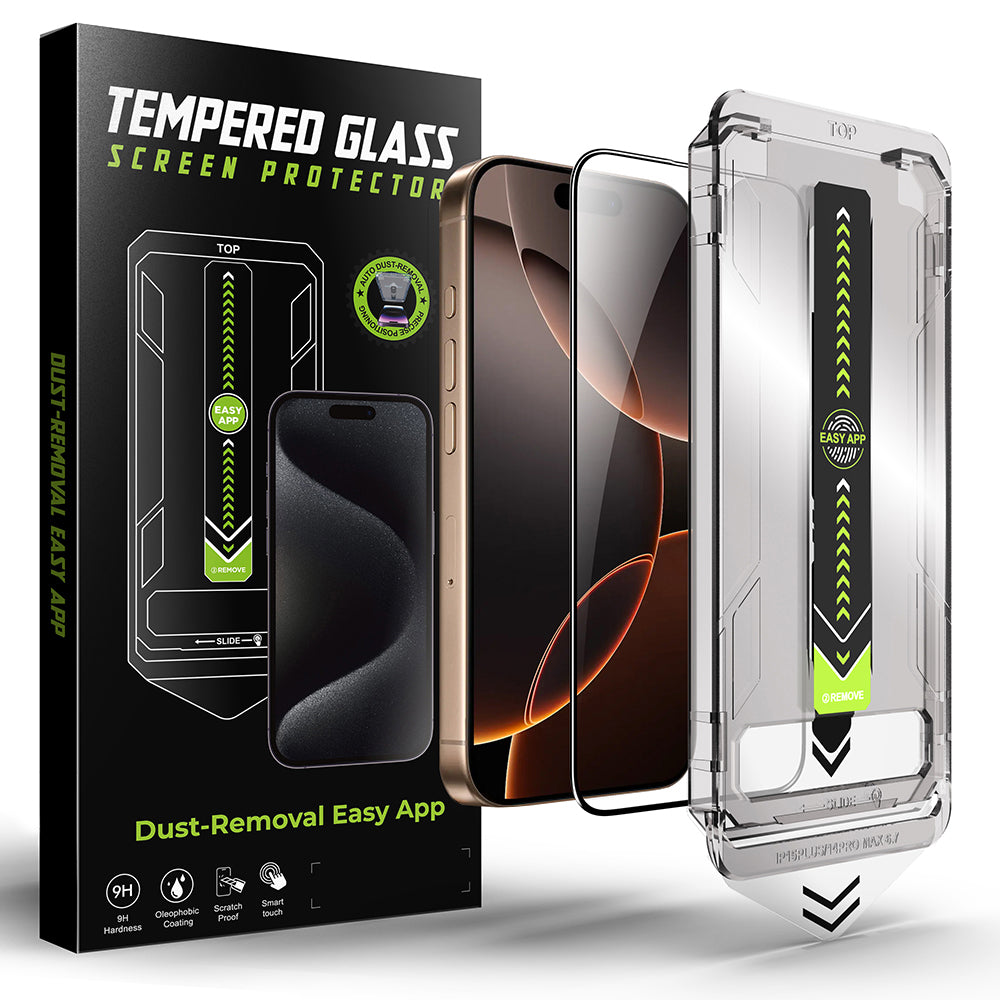 Techsuit TitanGlass skjermbeskyttelse for Apple iPhone 16 Pro Max, Herdet glass, Full lim, Svart