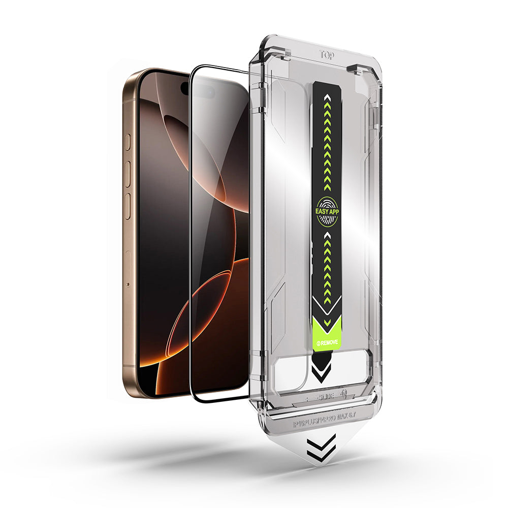Techsuit TitanGlass skjermbeskyttelse for Apple iPhone 16 Pro Max, Herdet glass, Full lim, Svart