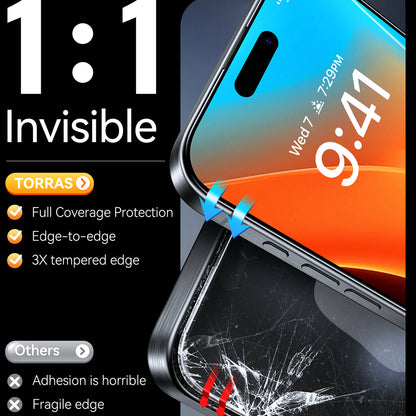 Torras GlassGo Install Master skjermbeskyttelsesfilm for Apple iPhone 16 Pro Max, Herdet glass, Full lim, Svart