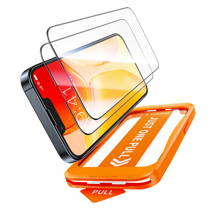 Torras GlassGo Install Master skjermbeskyttelsesfilm for Apple iPhone 17e / 16e / 14 / 13 Pro, Herdet glass, Full lim, Sett med 2 stk