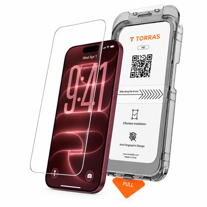 Torras HD skjermbeskyttelse for Apple iPhone 18 Pro Max / 17 Pro Max, Herdet glass, Full lim