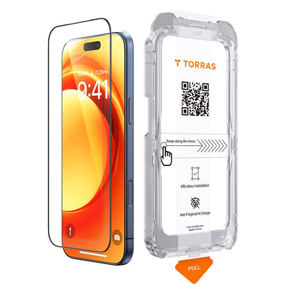 Torras HD Shield skjermbeskyttelse for Apple iPhone 18 Pro / 17 Pro, Herdet glass, Full lim, Svart