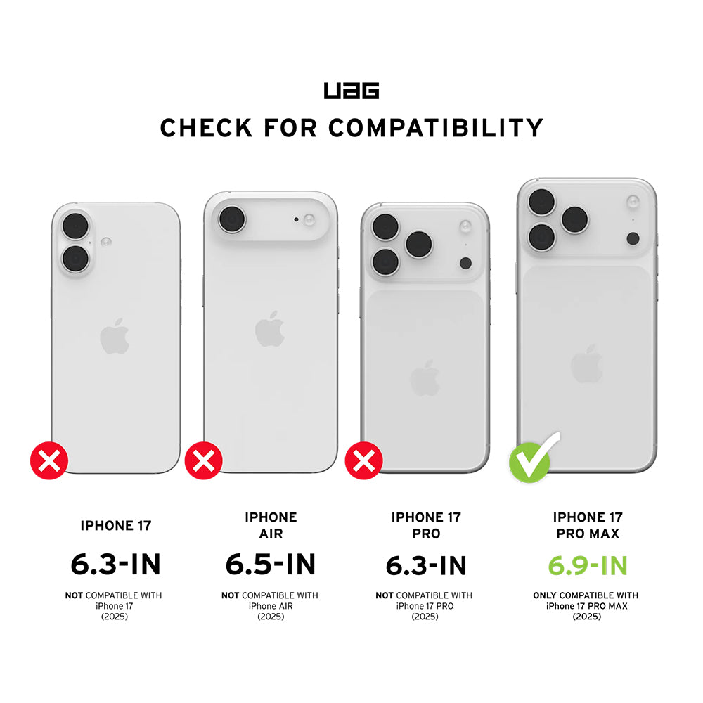 Skjermbeskytter Urban Armor Gear Shield for Apple iPhone 17 Pro Max, Herdet Glass, Full Lim, Svart