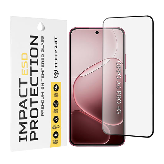 Techsuit beskyttelsesfilm for Oppo A6 Pro 5G / A6 Pro 4G, Herdet glass, Full lim, Svart