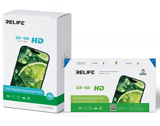 Hydrogel / TPU Folie Relife GF-1M for UV Vacuum Laminating Machine Sunshine C3 Mix Ultra, 120mm x 210mm, Sett med 50 stk