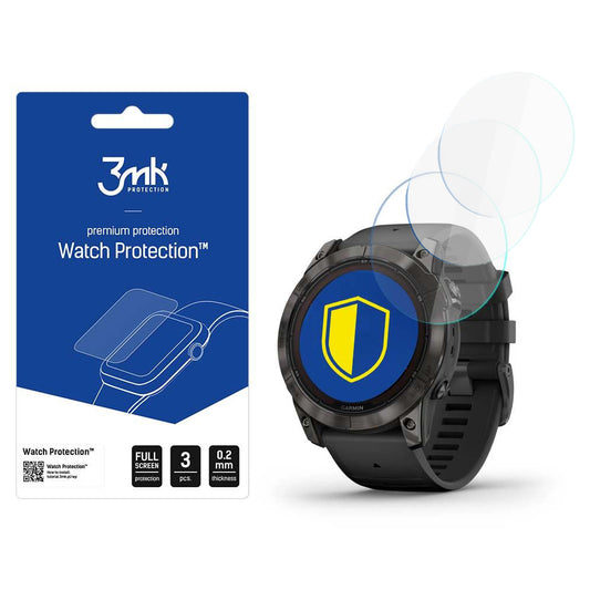 3MK FlexibleGlass Beskyttelsesfilm for Garmin Fenix 7X Pro Solar, Sett med 3 stk, Fleksibelt Glass