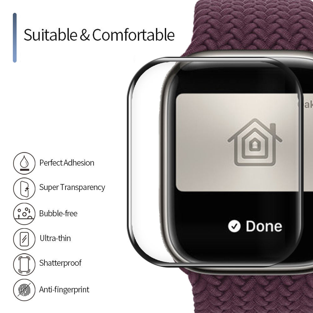 Blueo High Molecule Beskyttelsesfilm for Apple Watch 40mm Series, Herdet Glass, Svart