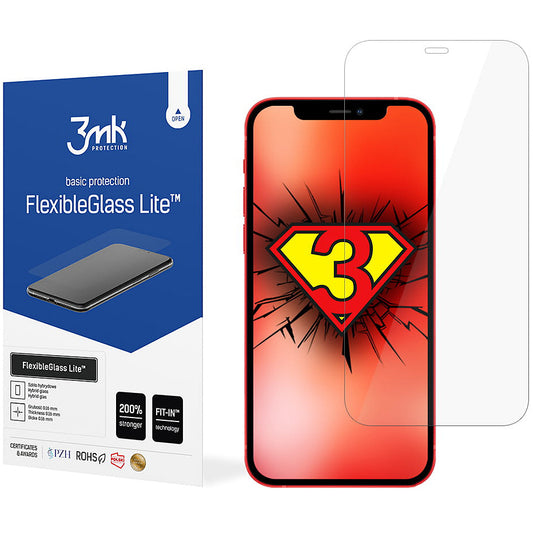 Skjermbeskyttelsesfilm 3MK FlexibleGlass Lite for Apple iPhone 12 / 12 Pro, Fleksibelt glass, Full lim