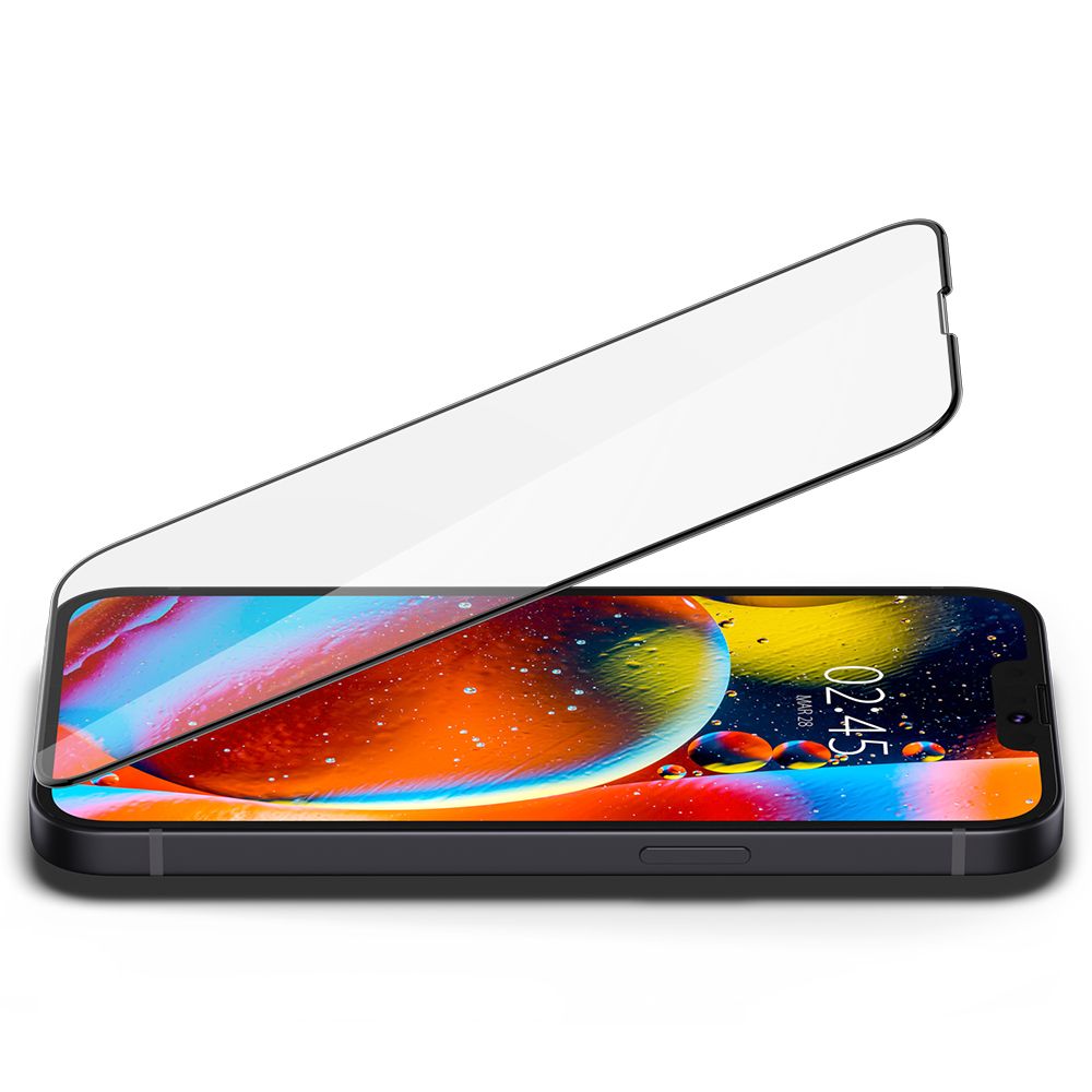 Skjermbeskytter Spigen GlastR Slim for Apple iPhone 17e / 16e / 14 / 13 Pro, Herdet Glass, Full Lim, Svart AGL03392